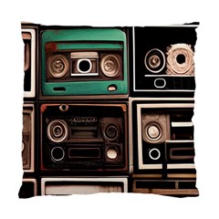 Retro Electronics Old Antiques Texture Wallpaper Vintage Cassette Tapes Retrospective Standard Cushion Case (one Side) by Grandong