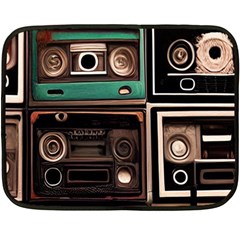 Retro Electronics Old Antiques Texture Wallpaper Vintage Cassette Tapes Retrospective Fleece Blanket (mini) by Grandong