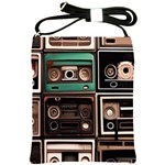 Retro Electronics Old Antiques Texture Wallpaper Vintage Cassette Tapes Retrospective Shoulder Sling Bag Front