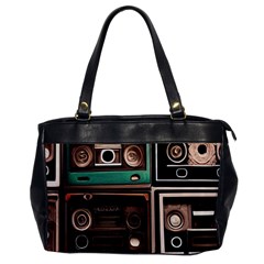 Retro Electronics Old Antiques Texture Wallpaper Vintage Cassette Tapes Retrospective Oversize Office Handbag by Grandong