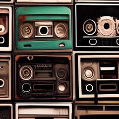 Retro Electronics Old Antiques Texture Wallpaper Vintage Cassette Tapes Retrospective Play Mat (rectangle) by Grandong