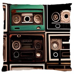 Retro Electronics Old Antiques Texture Wallpaper Vintage Cassette Tapes Retrospective Large Cushion Case (one Side) by Grandong