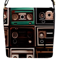 Retro Electronics Old Antiques Texture Wallpaper Vintage Cassette Tapes Retrospective Flap Closure Messenger Bag (s) by Grandong