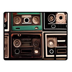 Retro Electronics Old Antiques Texture Wallpaper Vintage Cassette Tapes Retrospective Two Sides Fleece Blanket (small) by Grandong