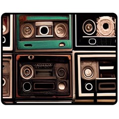 Retro Electronics Old Antiques Texture Wallpaper Vintage Cassette Tapes Retrospective Two Sides Fleece Blanket (medium) by Grandong