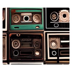 Retro Electronics Old Antiques Texture Wallpaper Vintage Cassette Tapes Retrospective Two Sides Premium Plush Fleece Blanket (kids Size) by Grandong