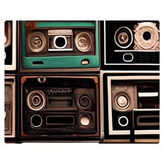 Retro Electronics Old Antiques Texture Wallpaper Vintage Cassette Tapes Retrospective Two Sides Premium Plush Fleece Blanket (teen Size) by Grandong