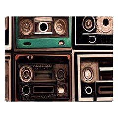 Retro Electronics Old Antiques Texture Wallpaper Vintage Cassette Tapes Retrospective Two Sides Premium Plush Fleece Blanket (large) by Grandong