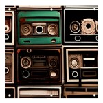 Retro Electronics Old Antiques Texture Wallpaper Vintage Cassette Tapes Retrospective Banner and Sign 4  x 4  Front