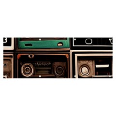 Retro Electronics Old Antiques Texture Wallpaper Vintage Cassette Tapes Retrospective Banner And Sign 8  X 3  by Grandong