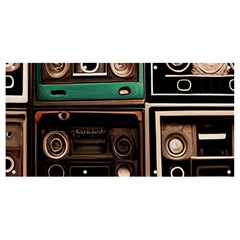 Retro Electronics Old Antiques Texture Wallpaper Vintage Cassette Tapes Retrospective Banner And Sign 8  X 4  by Grandong