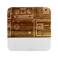 Retro Electronics Old Antiques Texture Wallpaper Vintage Cassette Tapes Retrospective Marble Wood Coaster (square)