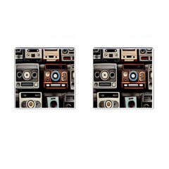 Retro Cameras Old Vintage Antique Technology Wallpaper Retrospective Cufflinks (square) by Grandong