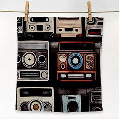 Retro Cameras Old Vintage Antique Technology Wallpaper Retrospective Face Towel by Grandong