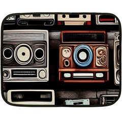 Retro Cameras Old Vintage Antique Technology Wallpaper Retrospective Two Sides Fleece Blanket (mini) by Grandong