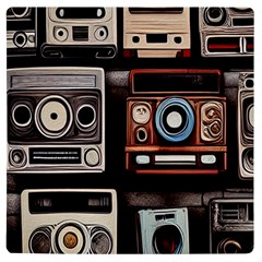 Retro Cameras Old Vintage Antique Technology Wallpaper Retrospective Uv Print Square Tile Coaster 