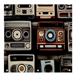 Retro Cameras Old Vintage Antique Technology Wallpaper Retrospective Banner and Sign 4  x 4  Front