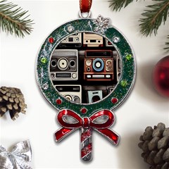 Retro Cameras Old Vintage Antique Technology Wallpaper Retrospective Metal X mas Lollipop With Crystal Ornament by Grandong