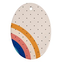 Abstract Geometric Bauhaus Polka Dots Retro Memphis Rainbow Ornament (Oval)