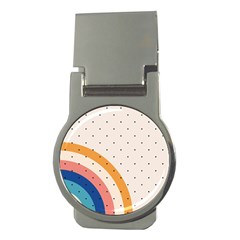 Abstract Geometric Bauhaus Polka Dots Retro Memphis Rainbow Money Clips (Round) 