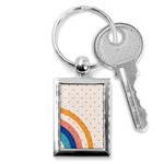 Abstract Geometric Bauhaus Polka Dots Retro Memphis Rainbow Key Chain (Rectangle) Front