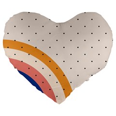 Abstract Geometric Bauhaus Polka Dots Retro Memphis Rainbow Large 19  Premium Flano Heart Shape Cushions