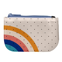 Abstract Geometric Bauhaus Polka Dots Retro Memphis Rainbow Large Coin Purse