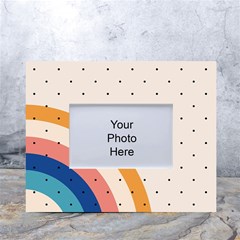 Abstract Geometric Bauhaus Polka Dots Retro Memphis Rainbow White Tabletop Photo Frame 4 x6  by Maspions