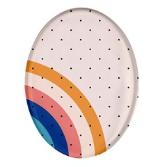 Abstract Geometric Bauhaus Polka Dots Retro Memphis Rainbow Oval Glass Fridge Magnet (4 pack)