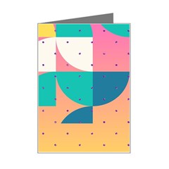 Abstract Geometric Bauhaus Polka Dots Retro Memphis Art Mini Greeting Card by Maspions