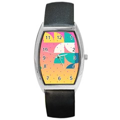 Abstract Geometric Bauhaus Polka Dots Retro Memphis Art Barrel Style Metal Watch by Maspions