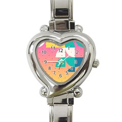 Abstract Geometric Bauhaus Polka Dots Retro Memphis Art Heart Italian Charm Watch by Maspions