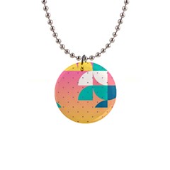 Abstract Geometric Bauhaus Polka Dots Retro Memphis Art 1  Button Necklace by Maspions