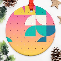 Abstract Geometric Bauhaus Polka Dots Retro Memphis Art Round Ornament (two Sides)