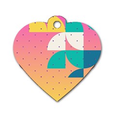 Abstract Geometric Bauhaus Polka Dots Retro Memphis Art Dog Tag Heart (two Sides) by Maspions