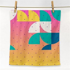 Abstract Geometric Bauhaus Polka Dots Retro Memphis Art Face Towel by Maspions