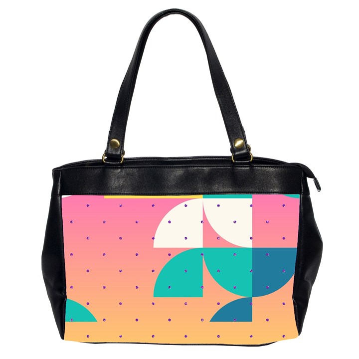 Abstract Geometric Bauhaus Polka Dots Retro Memphis Art Oversize Office Handbag (2 Sides)