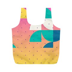 Abstract Geometric Bauhaus Polka Dots Retro Memphis Art Full Print Recycle Bag (m)