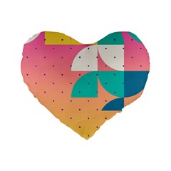 Abstract Geometric Bauhaus Polka Dots Retro Memphis Art Standard 16  Premium Flano Heart Shape Cushions