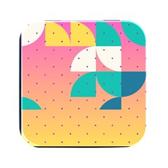 Abstract Geometric Bauhaus Polka Dots Retro Memphis Art Square Metal Box (black) by Maspions