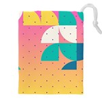 Abstract Geometric Bauhaus Polka Dots Retro Memphis Art Drawstring Pouch (5XL) Front