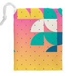 Abstract Geometric Bauhaus Polka Dots Retro Memphis Art Drawstring Pouch (5XL) Back