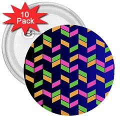 Background Pattern Geometric Pink Yellow Green 3  Buttons (10 Pack) 