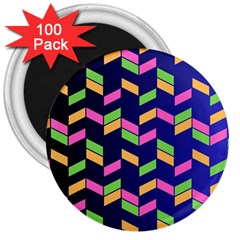 Background Pattern Geometric Pink Yellow Green 3  Magnets (100 Pack)