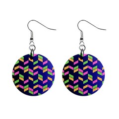 Background Pattern Geometric Pink Yellow Green Mini Button Earrings