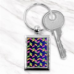 Background Pattern Geometric Pink Yellow Green Key Chain (rectangle)