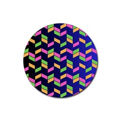 Background Pattern Geometric Pink Yellow Green Rubber Coaster (round)