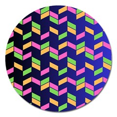 Background Pattern Geometric Pink Yellow Green Magnet 5  (round)