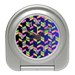 Background Pattern Geometric Pink Yellow Green Travel Alarm Clock