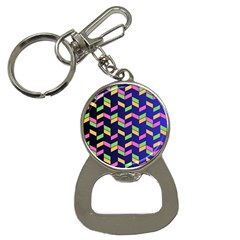 Background Pattern Geometric Pink Yellow Green Bottle Opener Key Chain